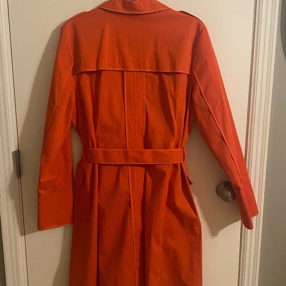 Bloomingdale's Vibrant Orange Trench Coat NWOT - Picture 2 of 7